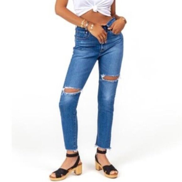 Levi’s 501 High Rise Skinny Jeans Distressed Size 26 - Picture 2 of 12